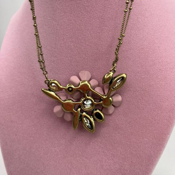Necklace Simply Vera Wang Pink floral Rhinestones necklace #589 - Picture 8 of 10